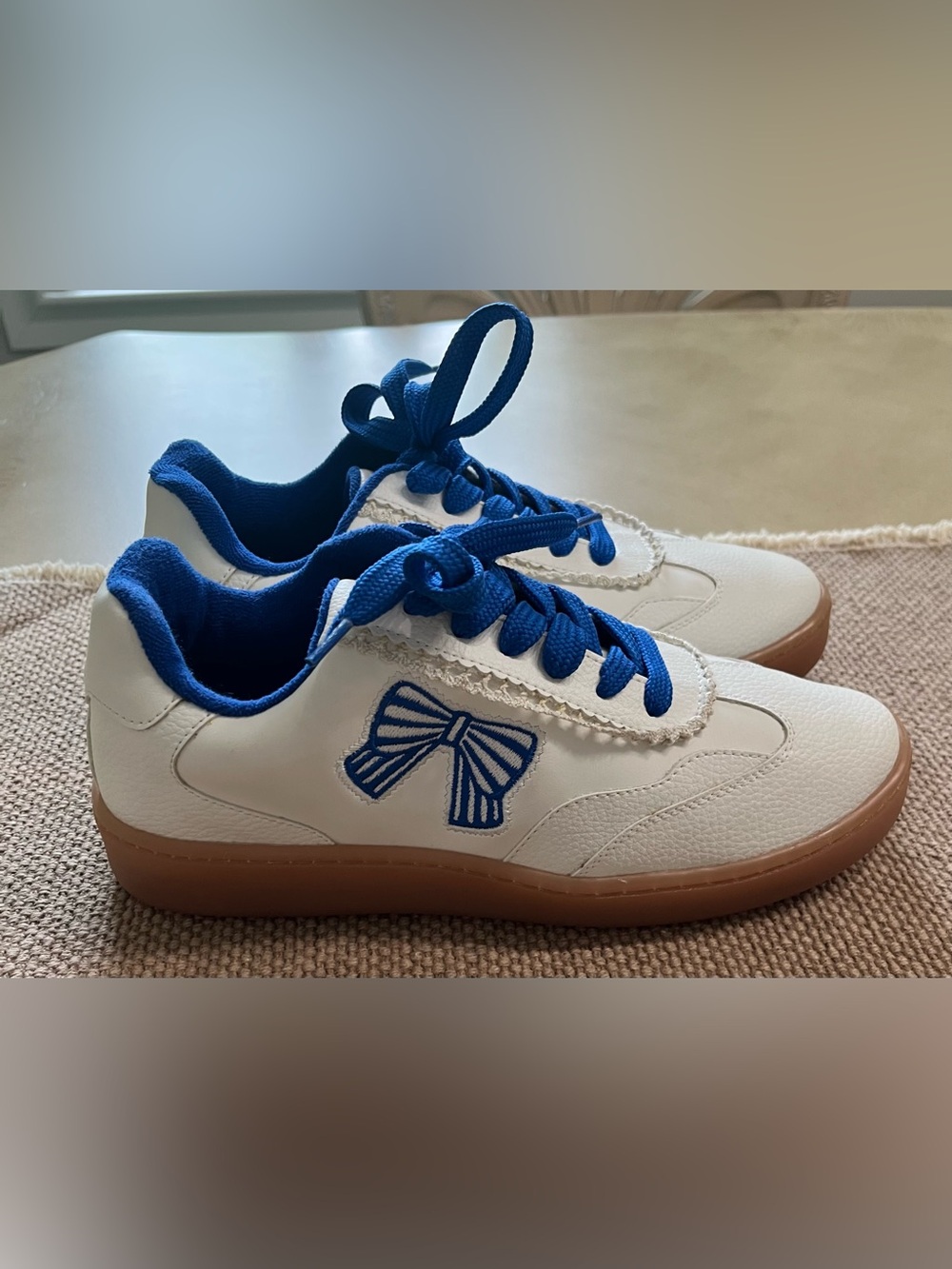 MKS Shoes (Makers) Jessie 2 Bow Game Day Sneakers White Royal Blue Gum Sole Sz10